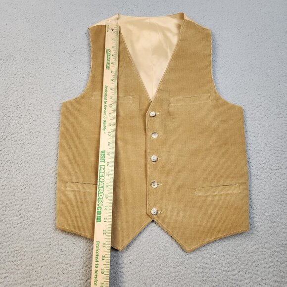 Vintage 70s Vest Mens 36 Brown Corduroy Button Suit Jacket Western - Picture 2 of 6